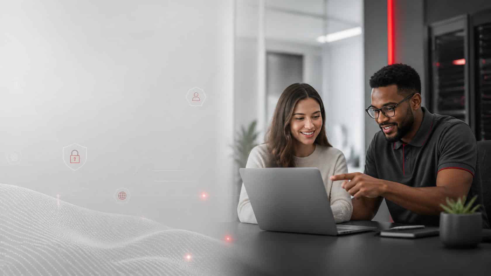 Client Support 1 eMDTec client support technicians assisting a customer with IT and cybersecurity issues
